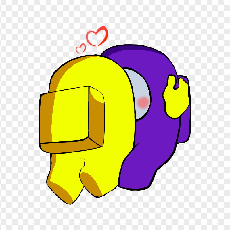 HD Yellow Kiss Purple Among Us Characters In Love PNG