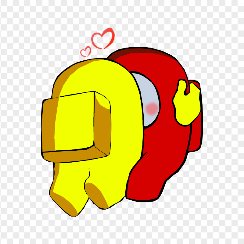 HD Yellow Kiss Red Among Us Characters In Love PNG