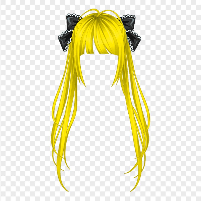 HD Yellow Long Anime Girl Hair PNG