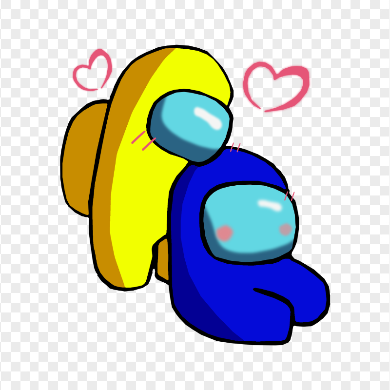 HD Yellow Love Blue Among Us Characters Valentines Romance PNG