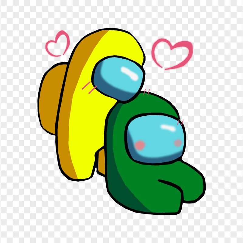 HD Yellow Love Green Among Us Characters Valentines Romance PNG