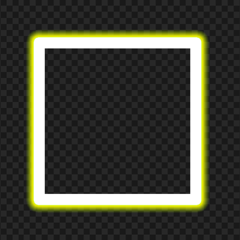 HD Yellow Neon Square Frame Border PNG