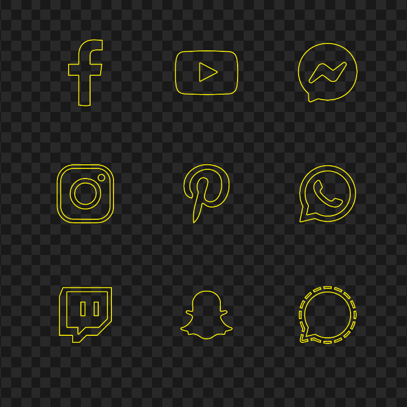 HD Yellow Social Media Outline Logos Icons PNG