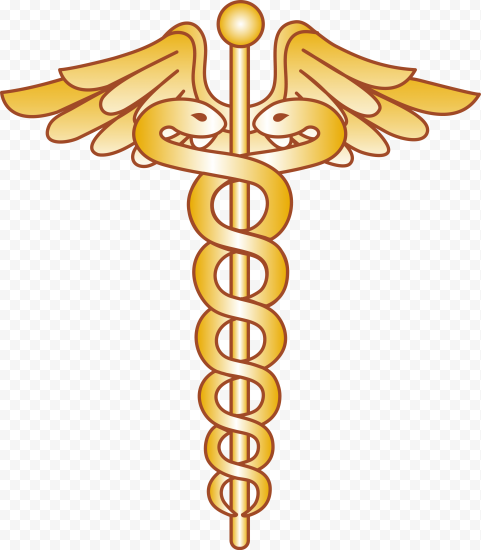 HD Yellow Vector Caduceus Medical Symbol Sign PNG