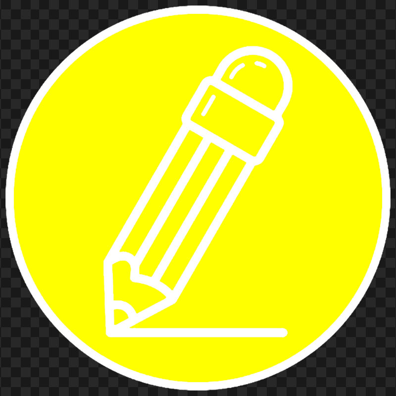 HD Yellow & White Round Pencil Icon Outline PNG