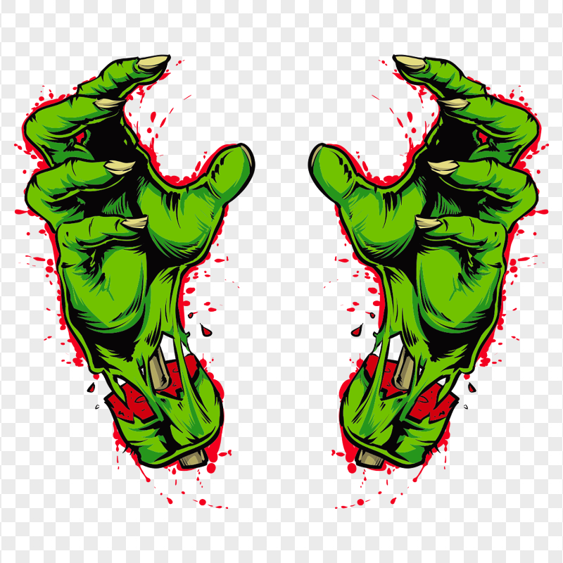 HD Zombie Monster Halloween Green Hands PNG