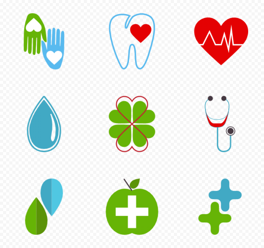 Healthy Medical Green Icons Clipart Set