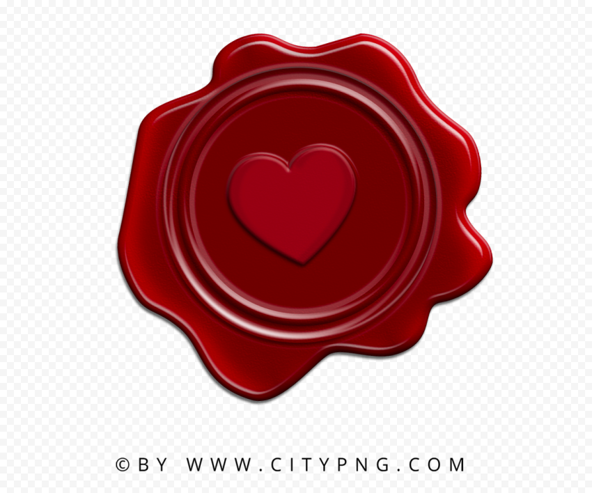 Heart Love Red Seal Wax Stamp PNG Image