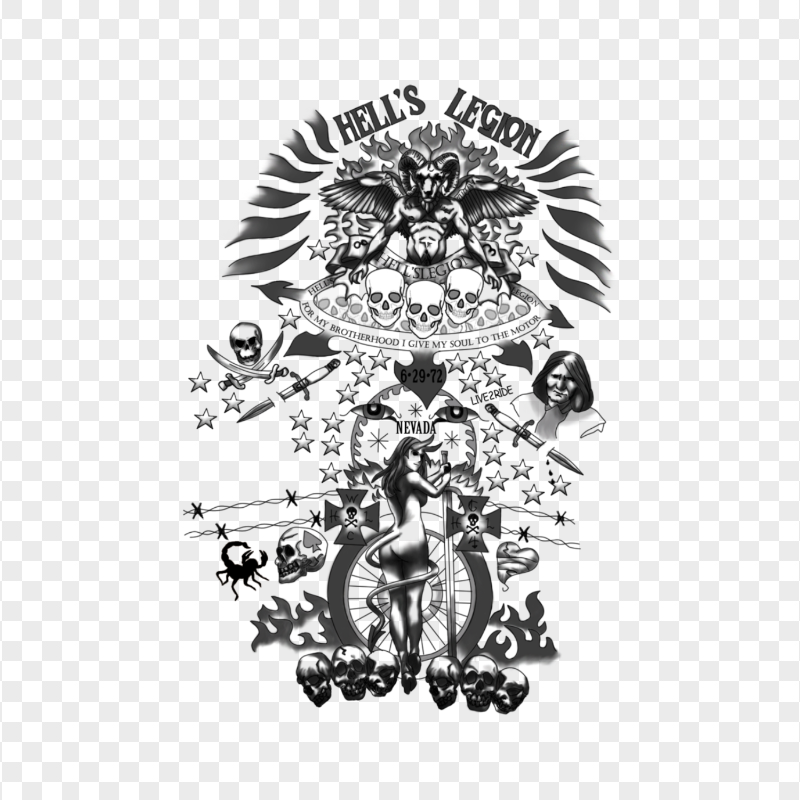 Hell's Legion Skulls Nevada Black Tattoo