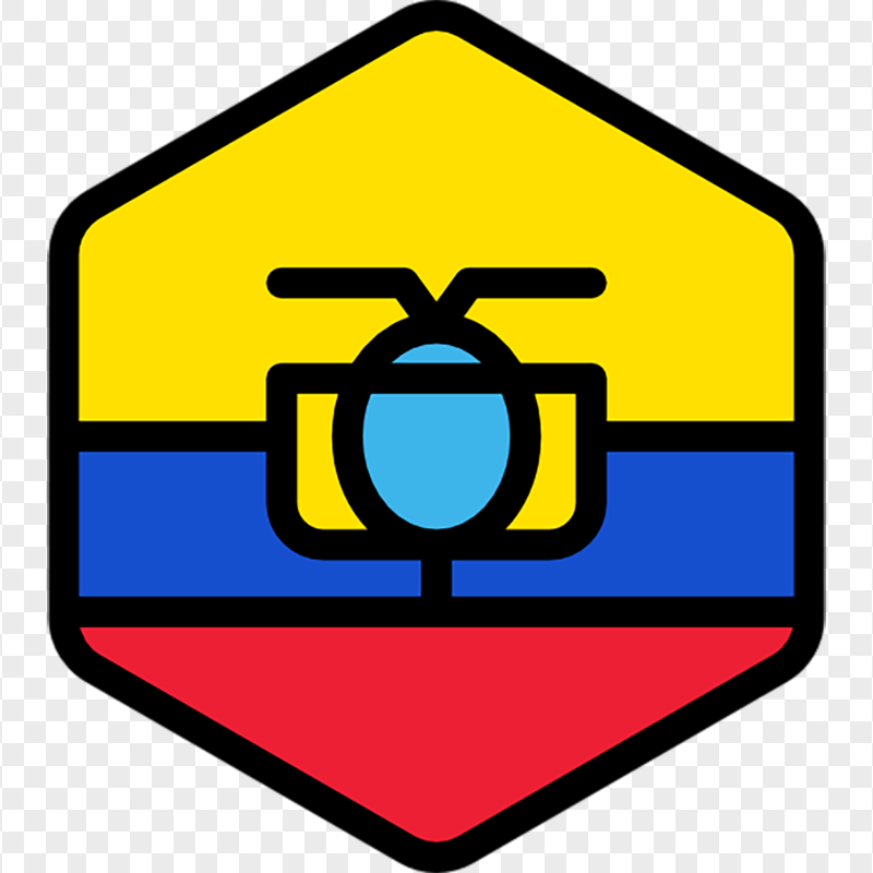 Hexagon Ecuador Vector Flag Icon PNG
