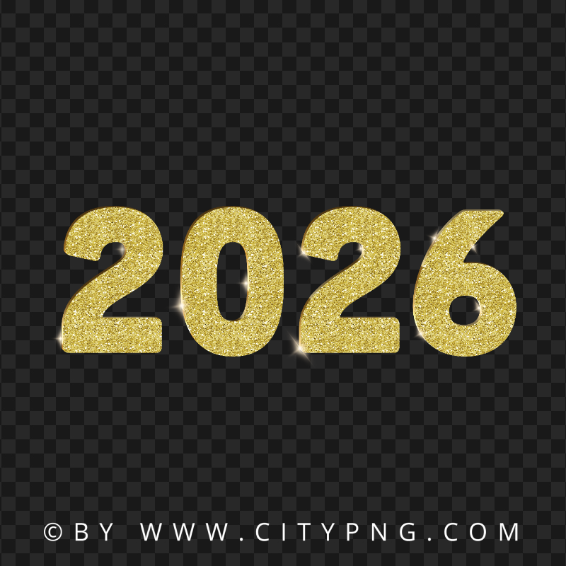 Glittery Gold 2026 Number Design with Sparkling Texture