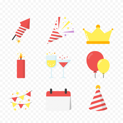 Holiday Party Birthday Christmas Vector Items Icons
