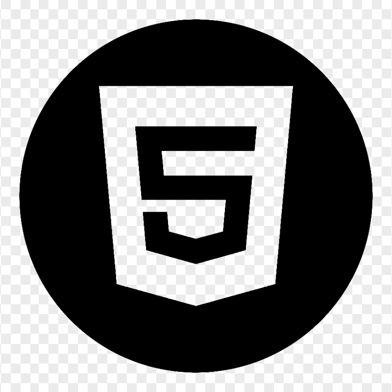 HTML5 Round Black Logo Icon HD PNG