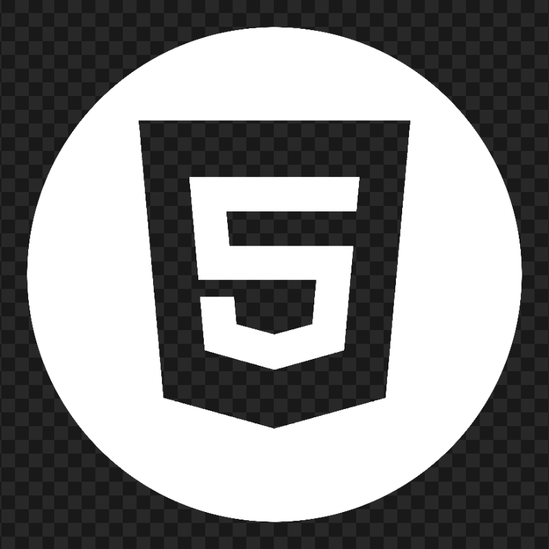 HTML5 Round White Logo Icon PNG