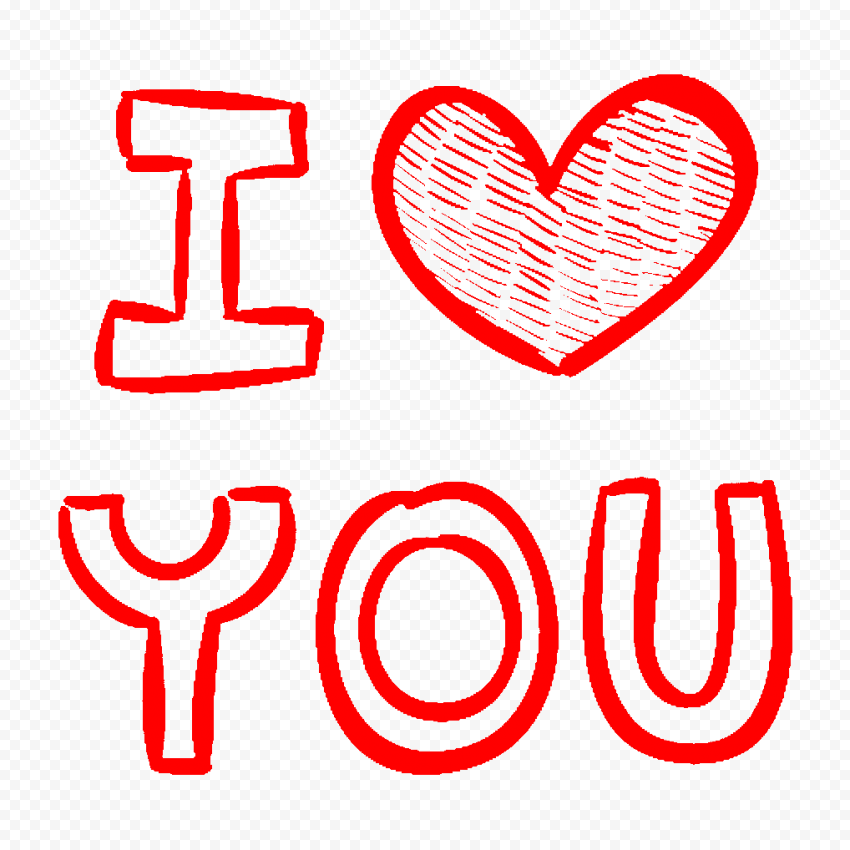 I Heart You Red Handwriting HD PNG