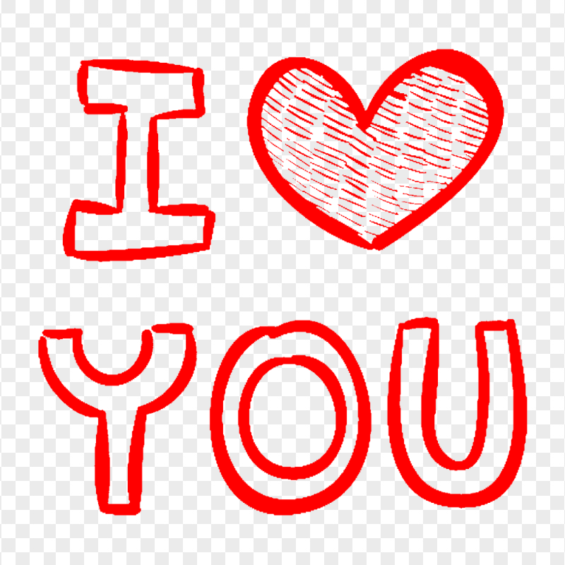 I Heart You Red Handwriting HD PNG