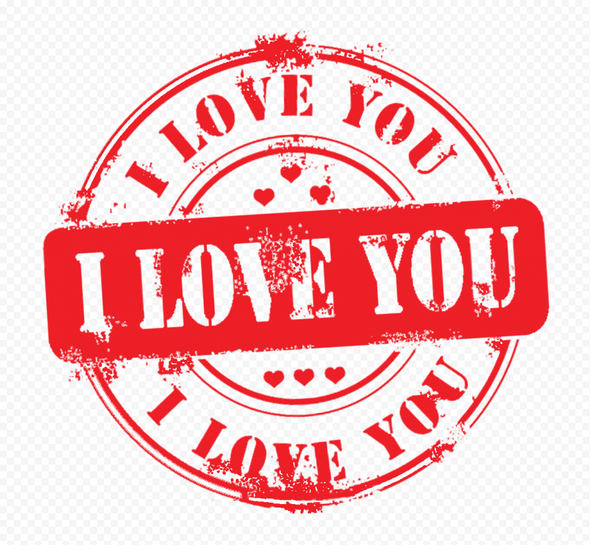 I Love You Red Round Seal Stamp PNG Image