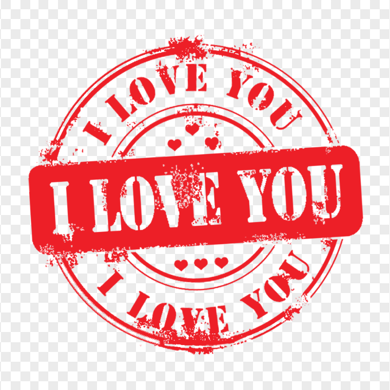 I Love You Red Round Seal Stamp PNG Image