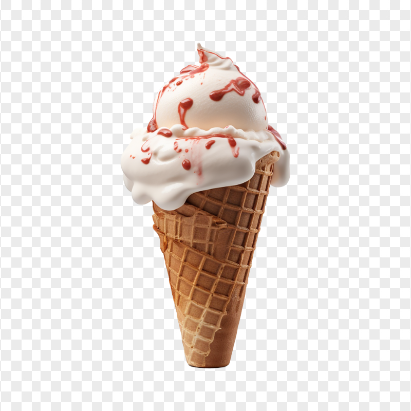 Ice Cream Scoop on Waffle Cone HD Transparent Background