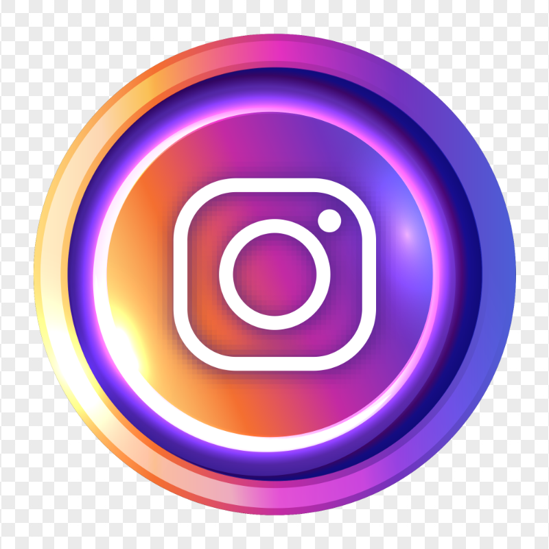 Illuminated Round Instagram Logo Icon Button