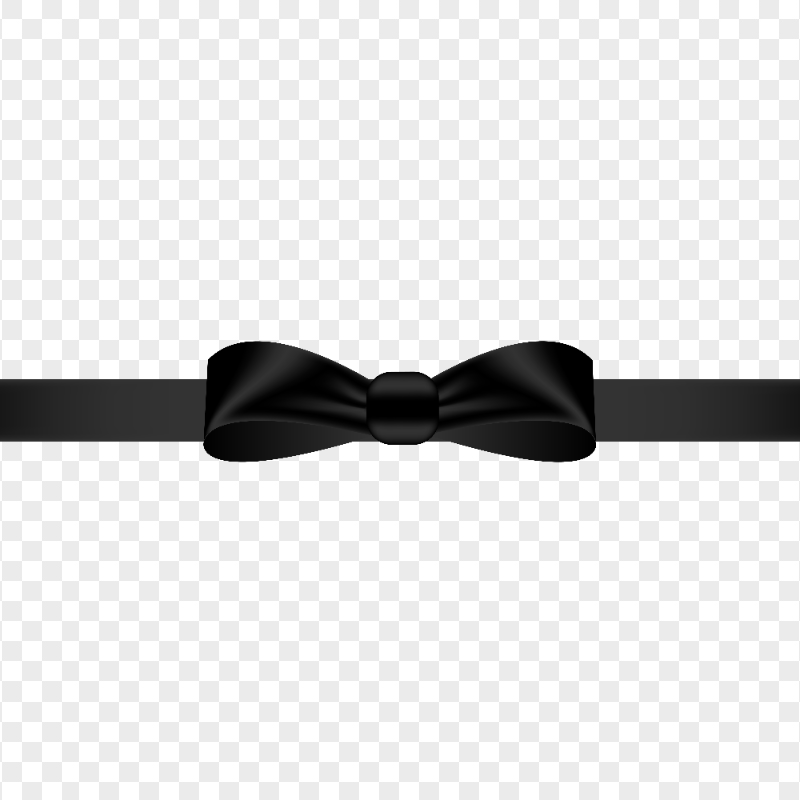 Illustration Black Satin Ribbon Bow Line PNG Image