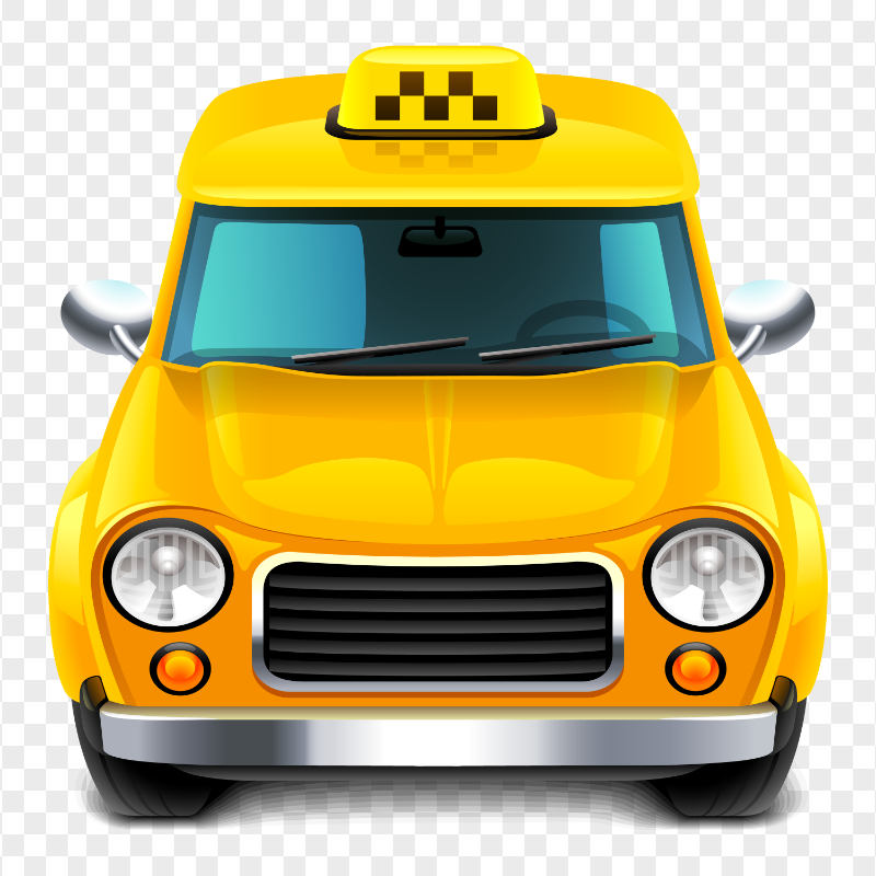 Illustration Cartoon Front View Taxi Car Cab