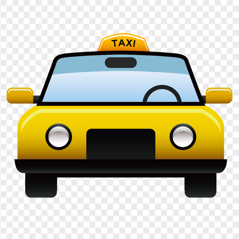 Illustration Front View Cartoon Taxi Car PNG