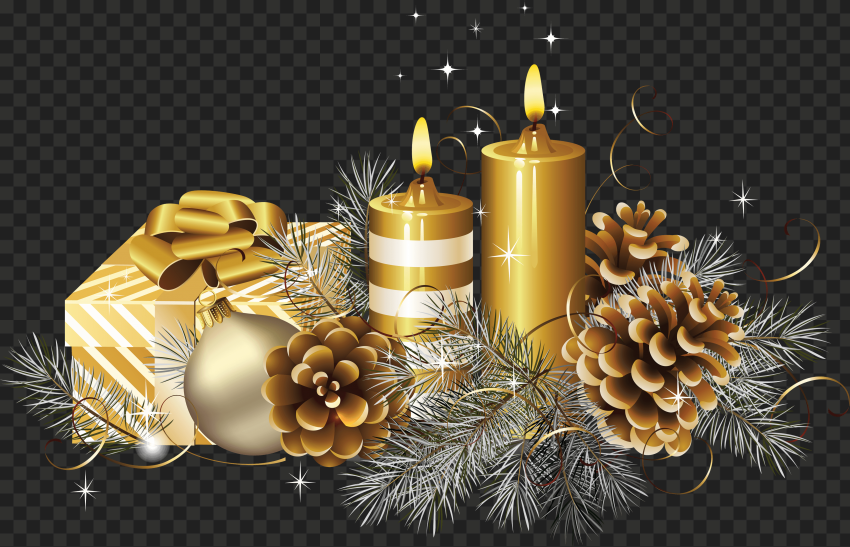 Illustration Of Gold Christmas Candles With Decors
