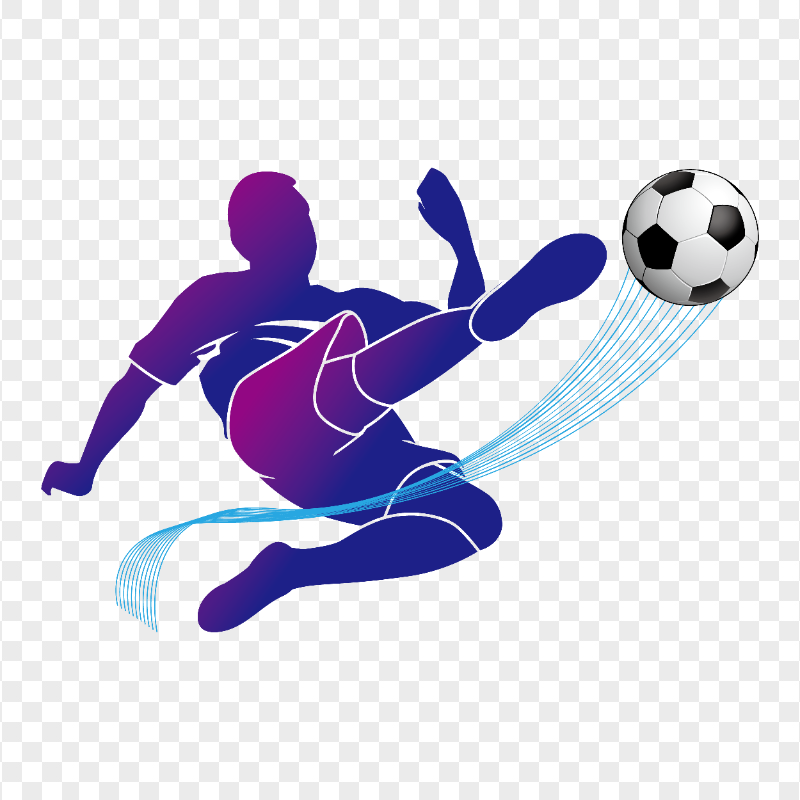 Illustration Silhouette Of Soccer Player Kicking