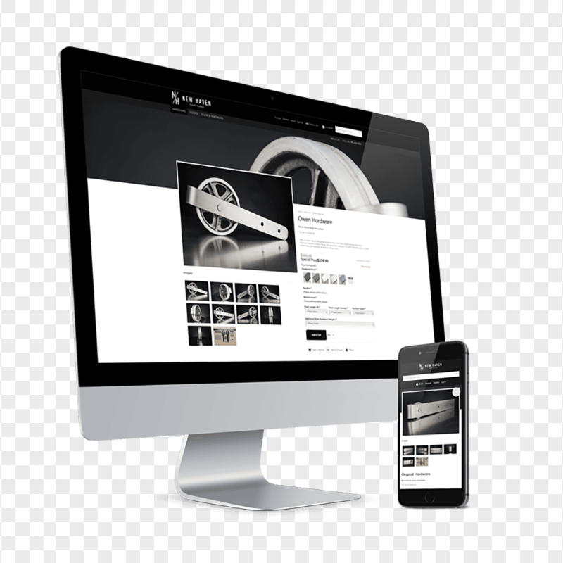 iMac Left view with iPhone mockup