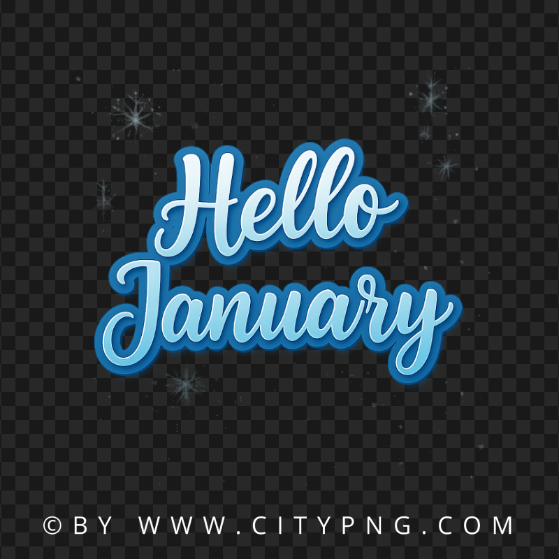 Winter Hello January Lettering with Snowy Accents