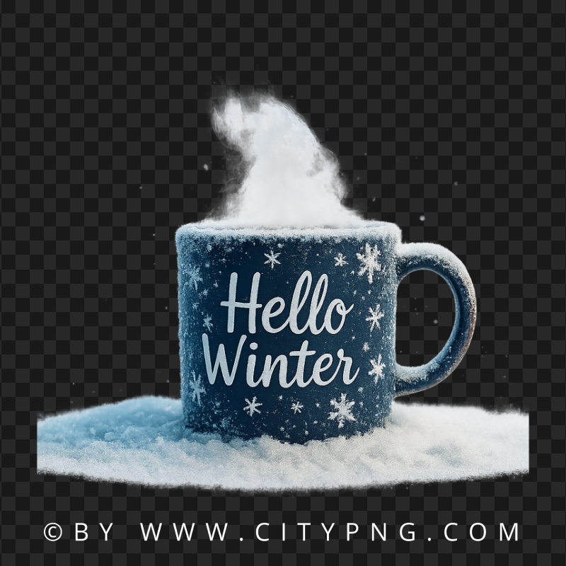 Snow Frosted Hot Mug with Hello Winter Lettering