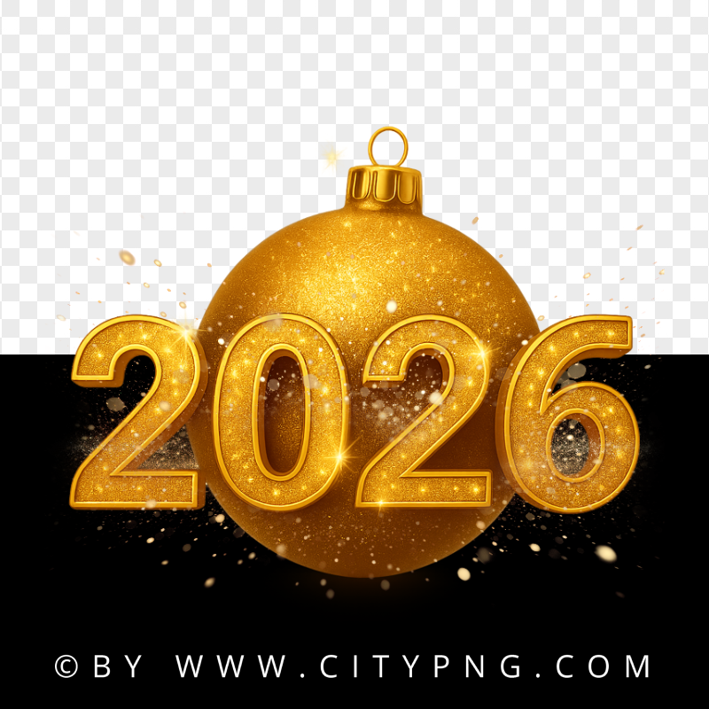 Luxury Gold 2026 Numbers Over Glitter Bauble