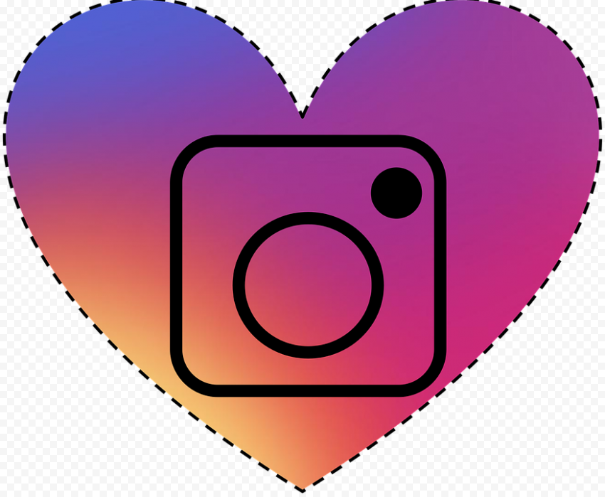 Instagram Logo Black Outline Heart Background