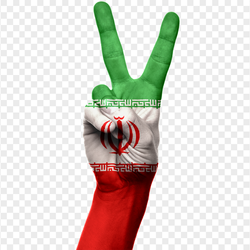 Iran Flag Painted On Peace Hand Gesture PNG