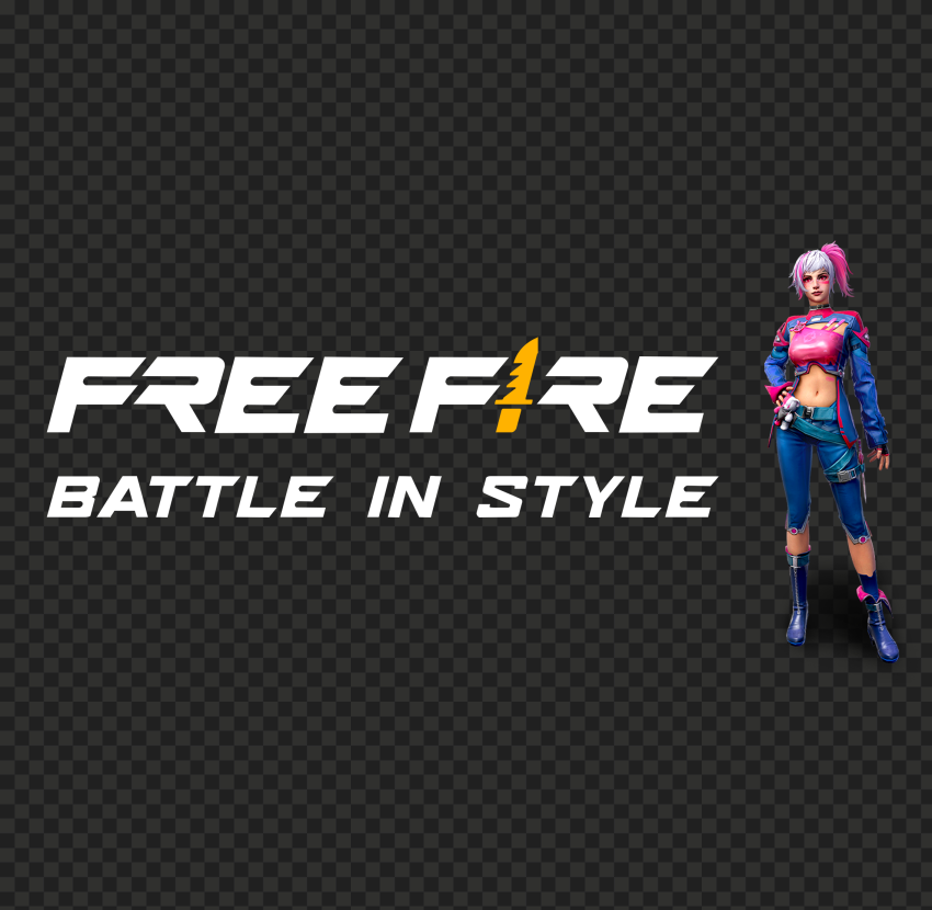 Iris FF Female Character With Free Fire Logo FREE PNG