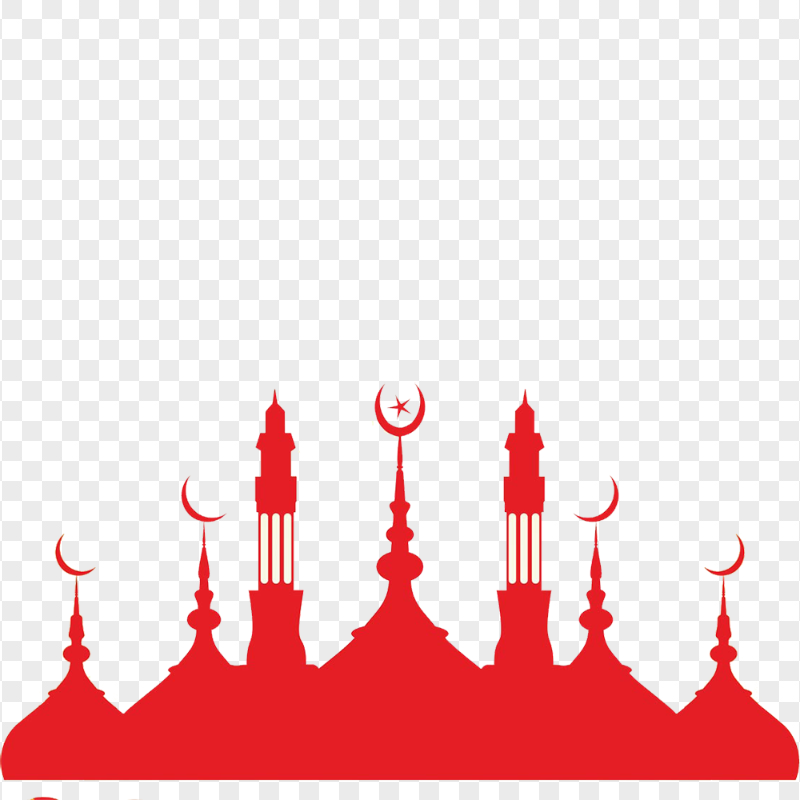 Islamic Red Silhouette Masjid Mosque Dome Vector