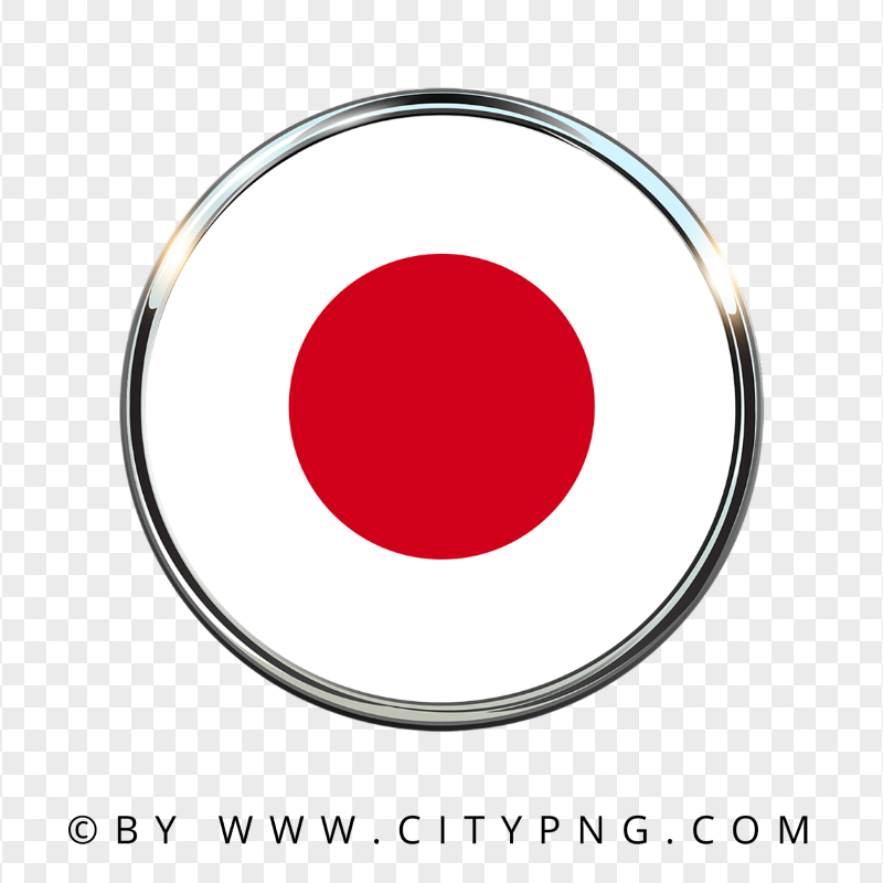 Japan Round Metal Framed Flag Icon PNG