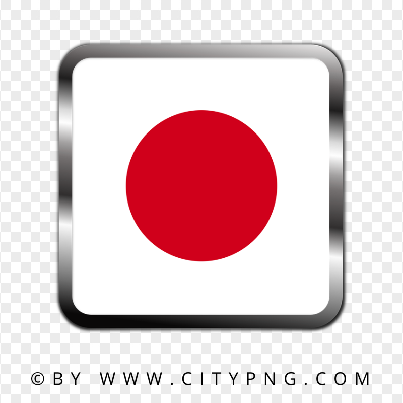 Japan Square Metal Framed Flag Icon HD PNG