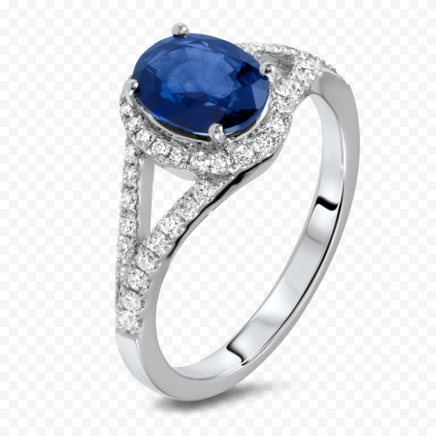 Jewellery Diamond Wedding Ring With Blue Gem PNG