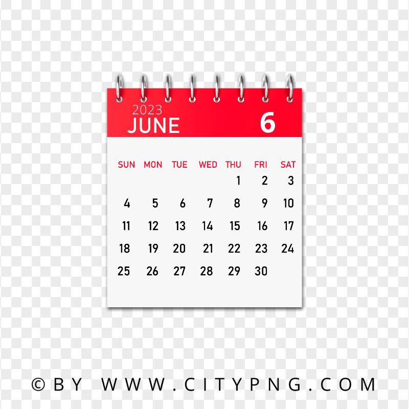June 2023 Graphic Calendar Transparent Background