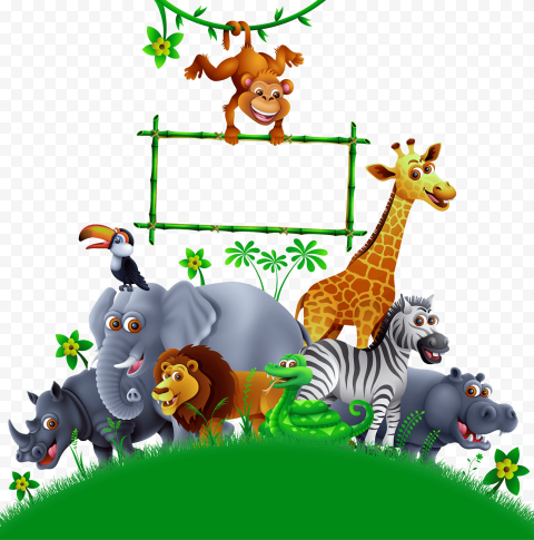 Jungle Wild Animals Cartoon Illustration