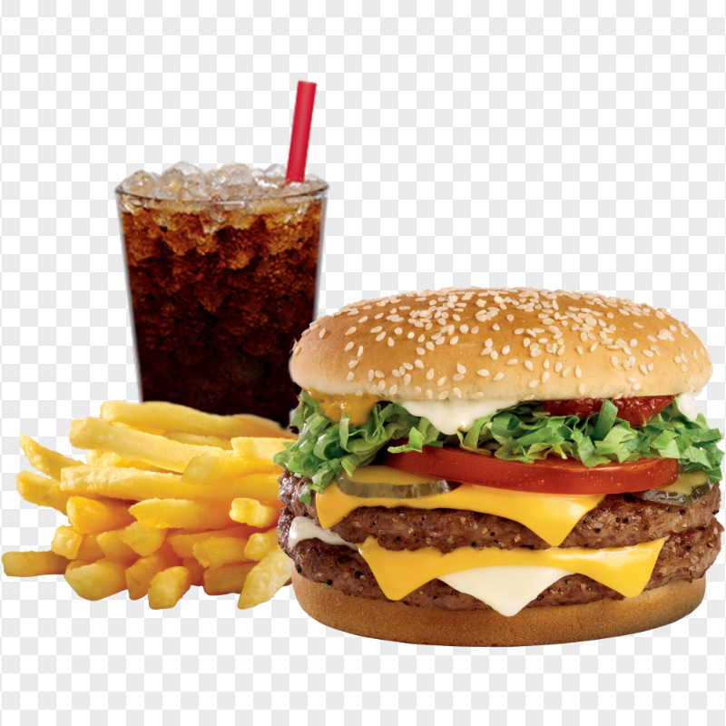 Junk Food Cheeseburger Sandwich French Fries FREE PNG