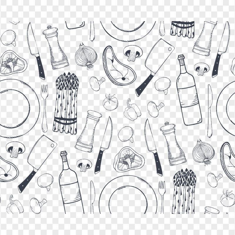 Kitchen Utensils Tools Pattern Background FREE PNG