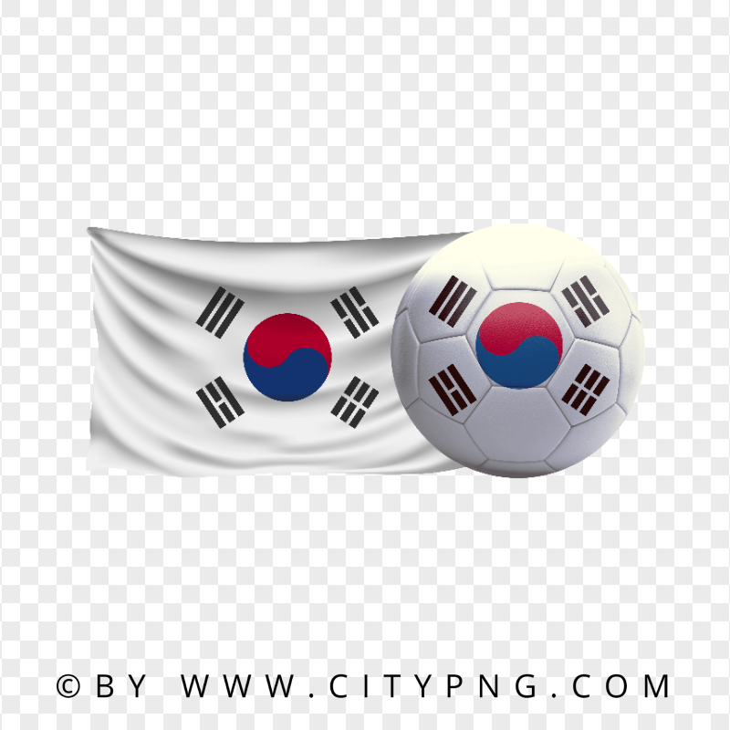 Korea Flag With Soccer Football Ball PNG