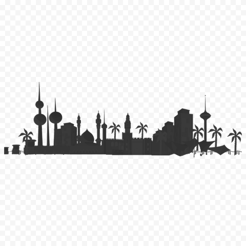 Kuwait Dark City Skyline Silhouette PNG