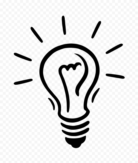 Light Bulb Doodle Drawing Idea Black Icon PNG