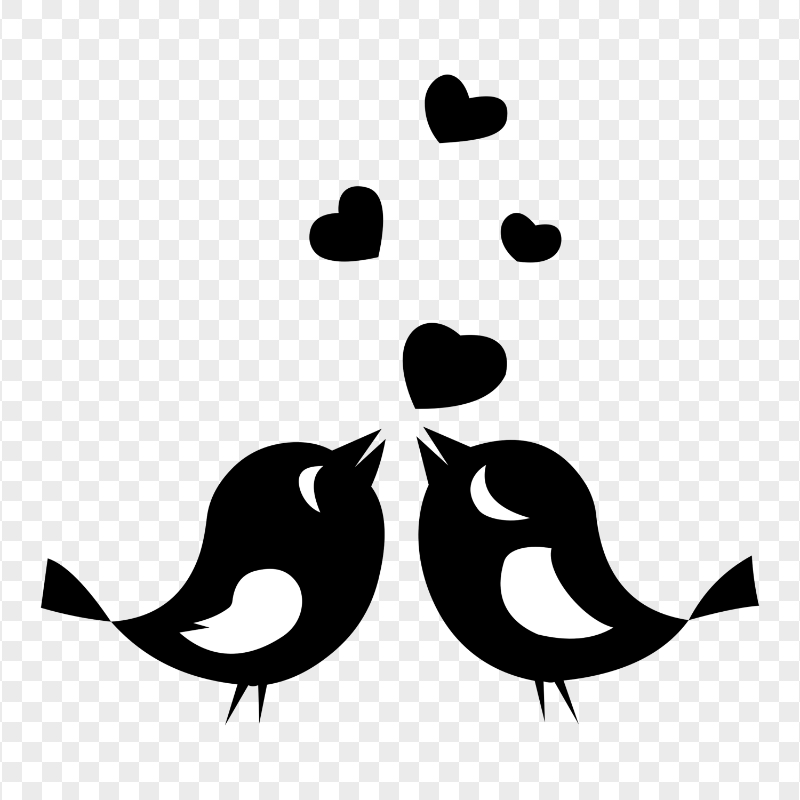 Love Birds Black Silhouette PNG Image
