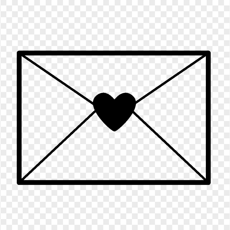 Love Letter Black Outline Icon PNG