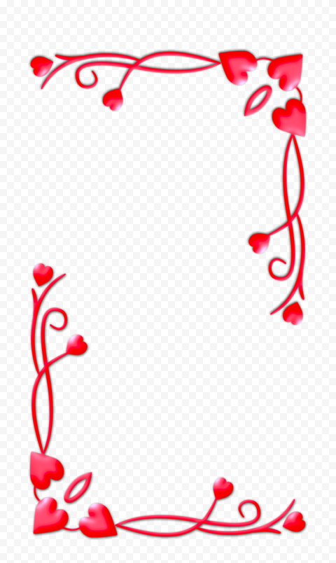Love Red Hearts Frame Corners PNG Image